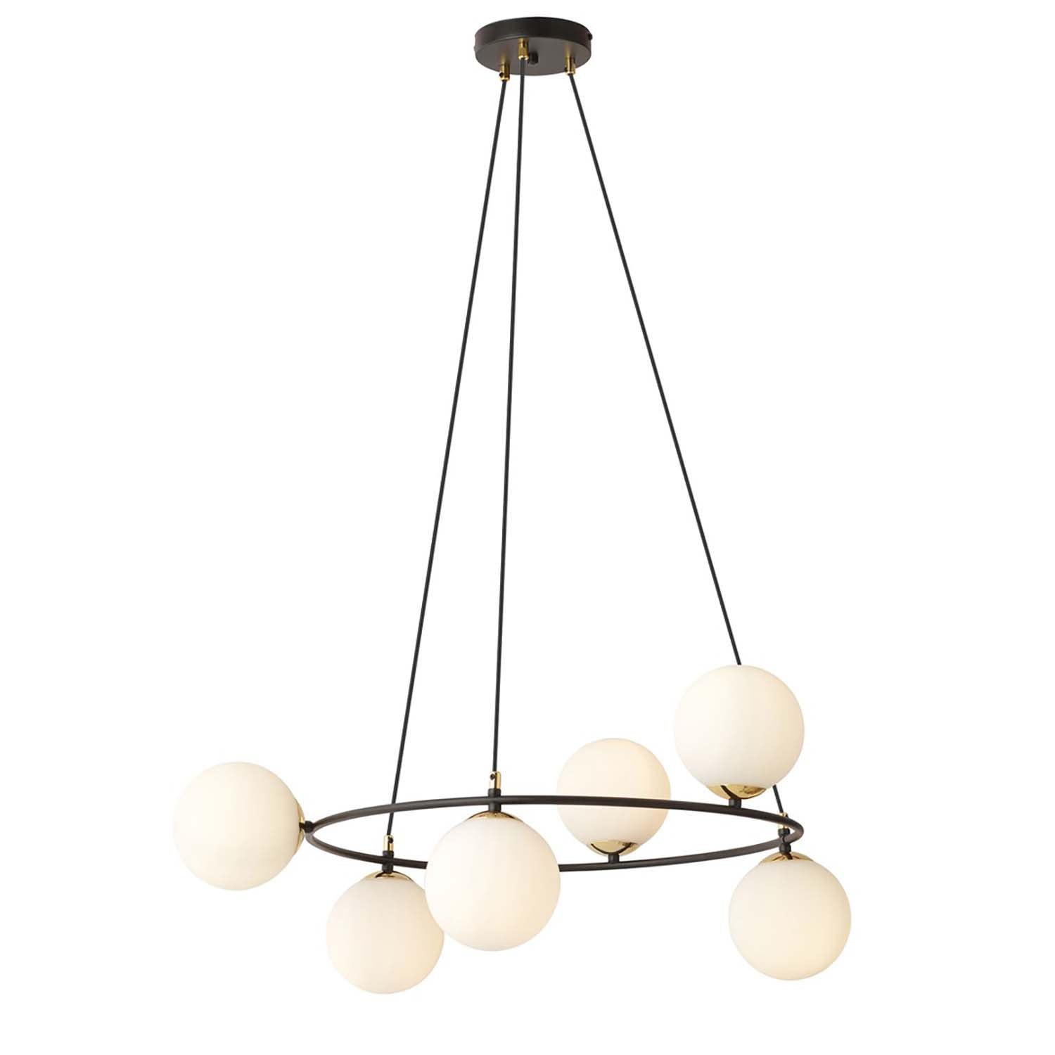 Lampadario Minimal Tiamat Acciaio Nero Oro 6 Luci E14 Ip20