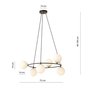 Lampadario Minimal Tiamat Acciaio Nero Oro 6 Luci E14 Ip20