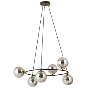 Lampadario Minimal Tiamat Acciaio Nero Oro Grigio 6 Luci E14 Ip20