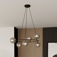 Lampadario Minimal Tiamat Acciaio Nero Oro Grigio 6 Luci E14 Ip20