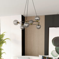 Lampadario Minimal Tiamat Acciaio Nero Oro Grigio 6 Luci E14 Ip20