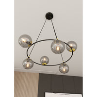 Lampadario Minimal Tiamat Acciaio Nero Oro Grigio 6 Luci E14 Ip20