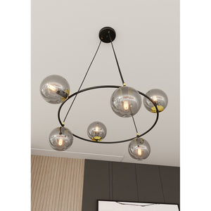 Lampadario Minimal Tiamat Acciaio Nero Oro Grigio 6 Luci E14 Ip20