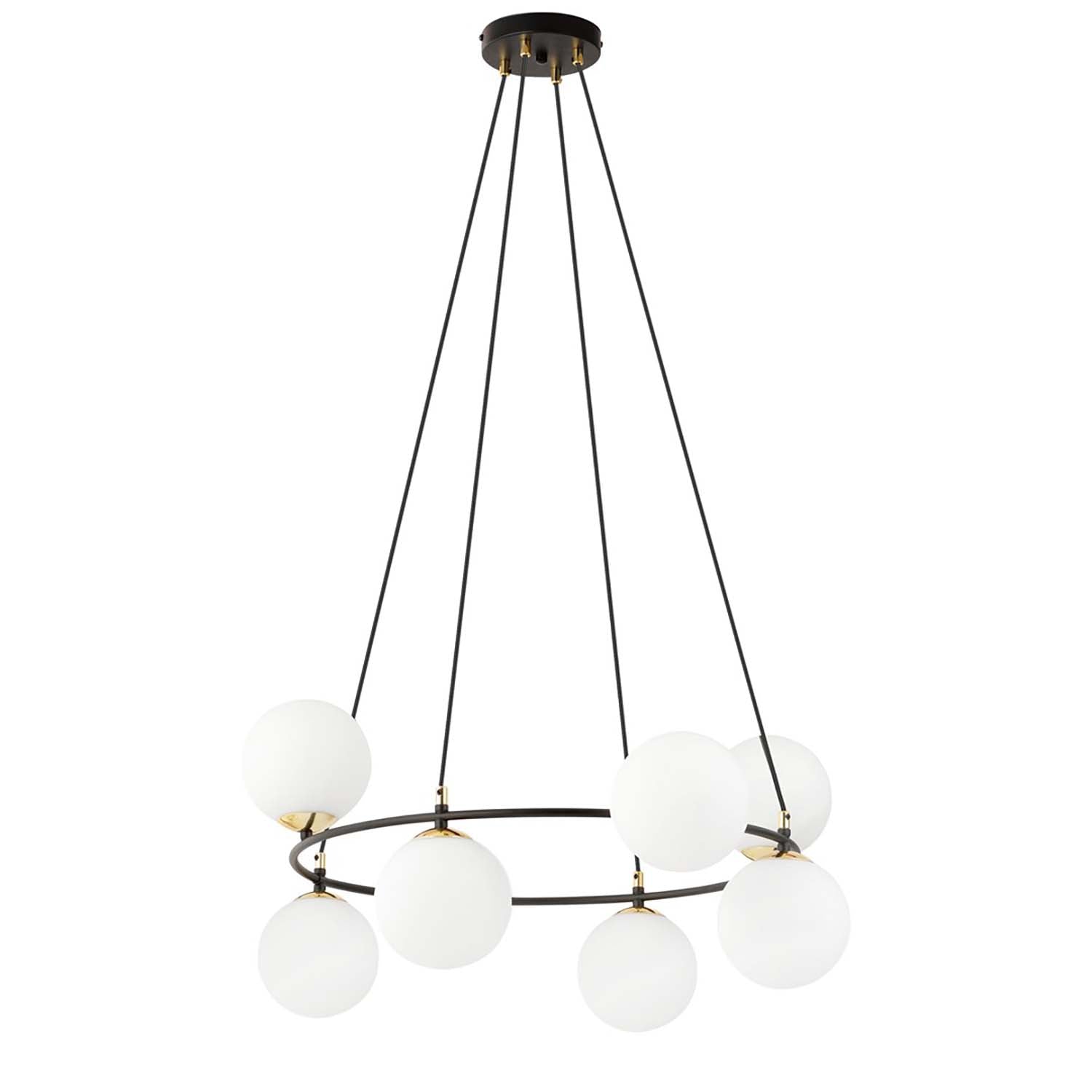 Lampadario Minimal Tiamat Acciaio Nero Oro 7 Luci E14 Ip20