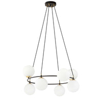 Lampadario Minimal Tiamat Acciaio Nero Oro 7 Luci E14 Ip20