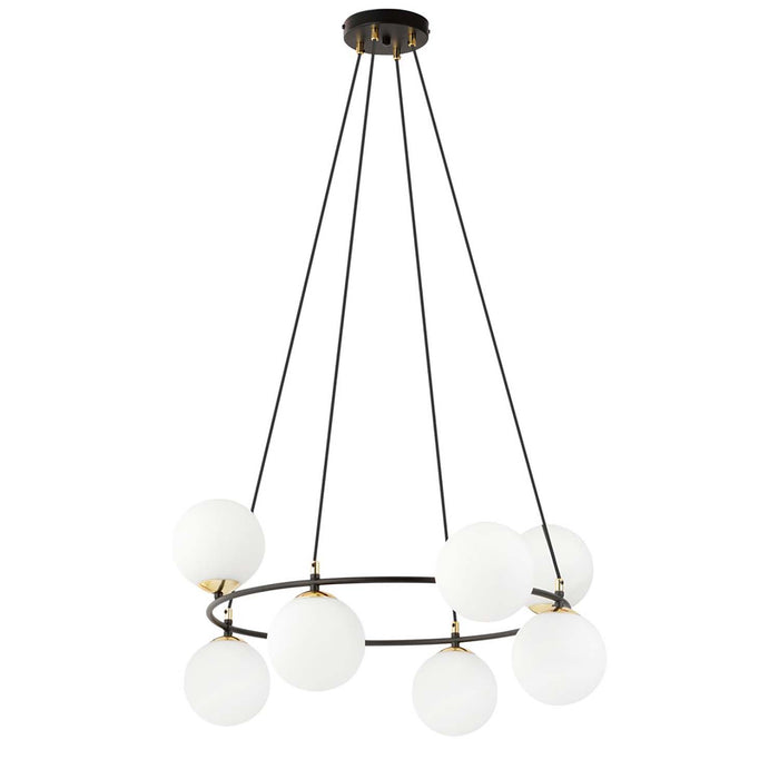 Lampadario Minimal Tiamat Acciaio Nero Oro 7 Luci E14 Ip20