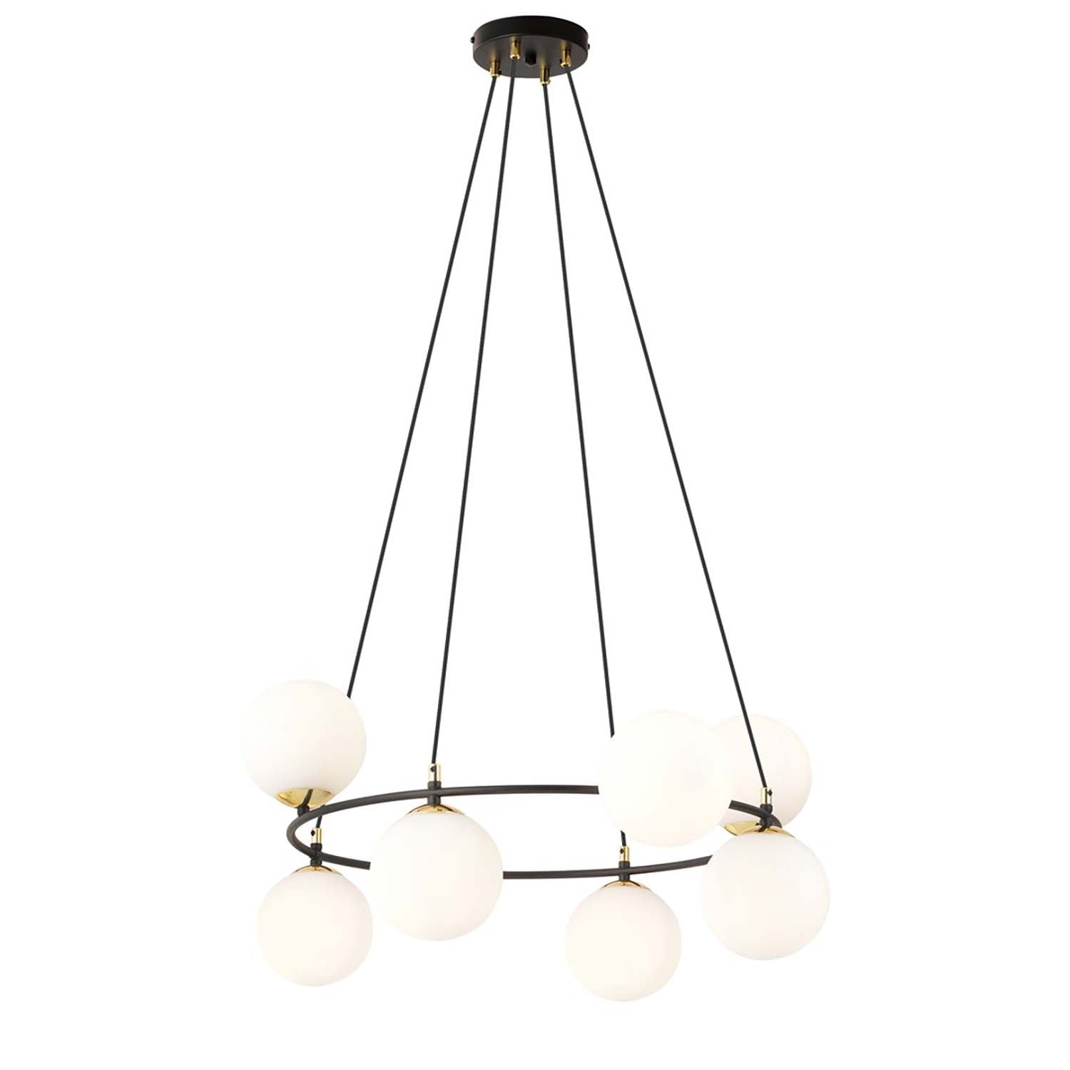 Lampadario Minimal Tiamat Acciaio Nero Oro 7 Luci E14 Ip20