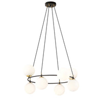 Lampadario Minimal Tiamat Acciaio Nero Oro 7 Luci E14 Ip20