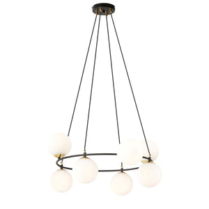 Lampadario Minimal Tiamat Acciaio Nero Oro 7 Luci E14 Ip20
