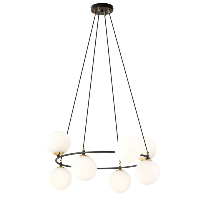 Lampadario Minimal Tiamat Acciaio Nero Oro 7 Luci E14 Ip20