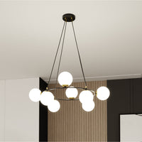 Lampadario Minimal Tiamat Acciaio Nero Oro 7 Luci E14 Ip20