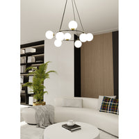 Lampadario Minimal Tiamat Acciaio Nero Oro 7 Luci E14 Ip20