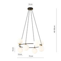 Lampadario Minimal Tiamat Acciaio Nero Oro 7 Luci E14 Ip20