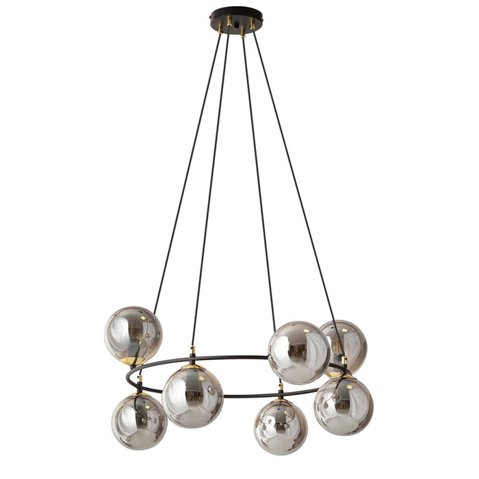 Lampadario Minimal Tiamat Acciaio Nero Oro Grigio 7 Luci E14 Ip20