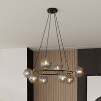Lampadario Minimal Tiamat Acciaio Nero Oro Grigio 7 Luci E14 Ip20
