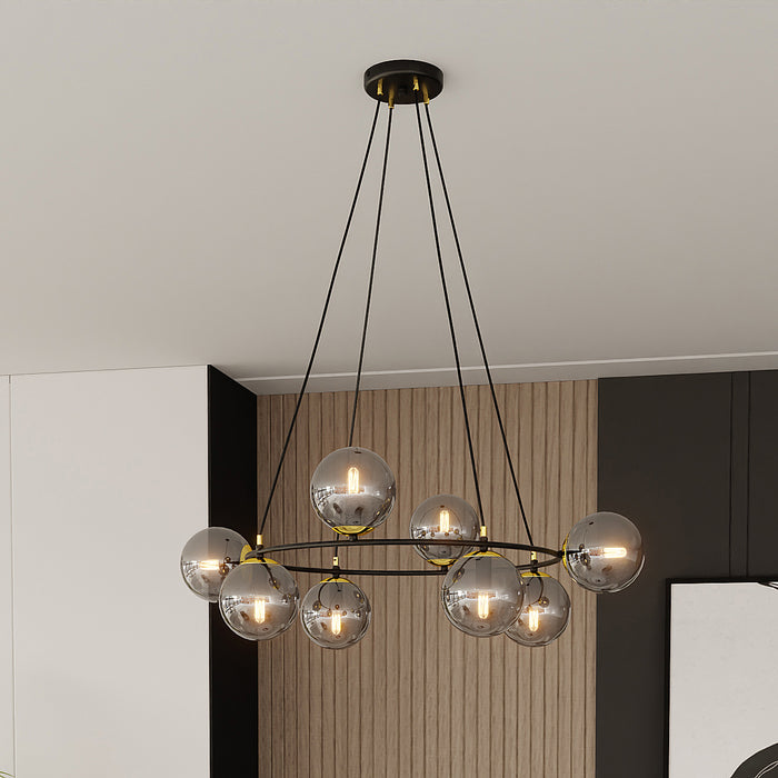 Lampadario Minimal Tiamat Acciaio Nero Oro Grigio 7 Luci E14 Ip20