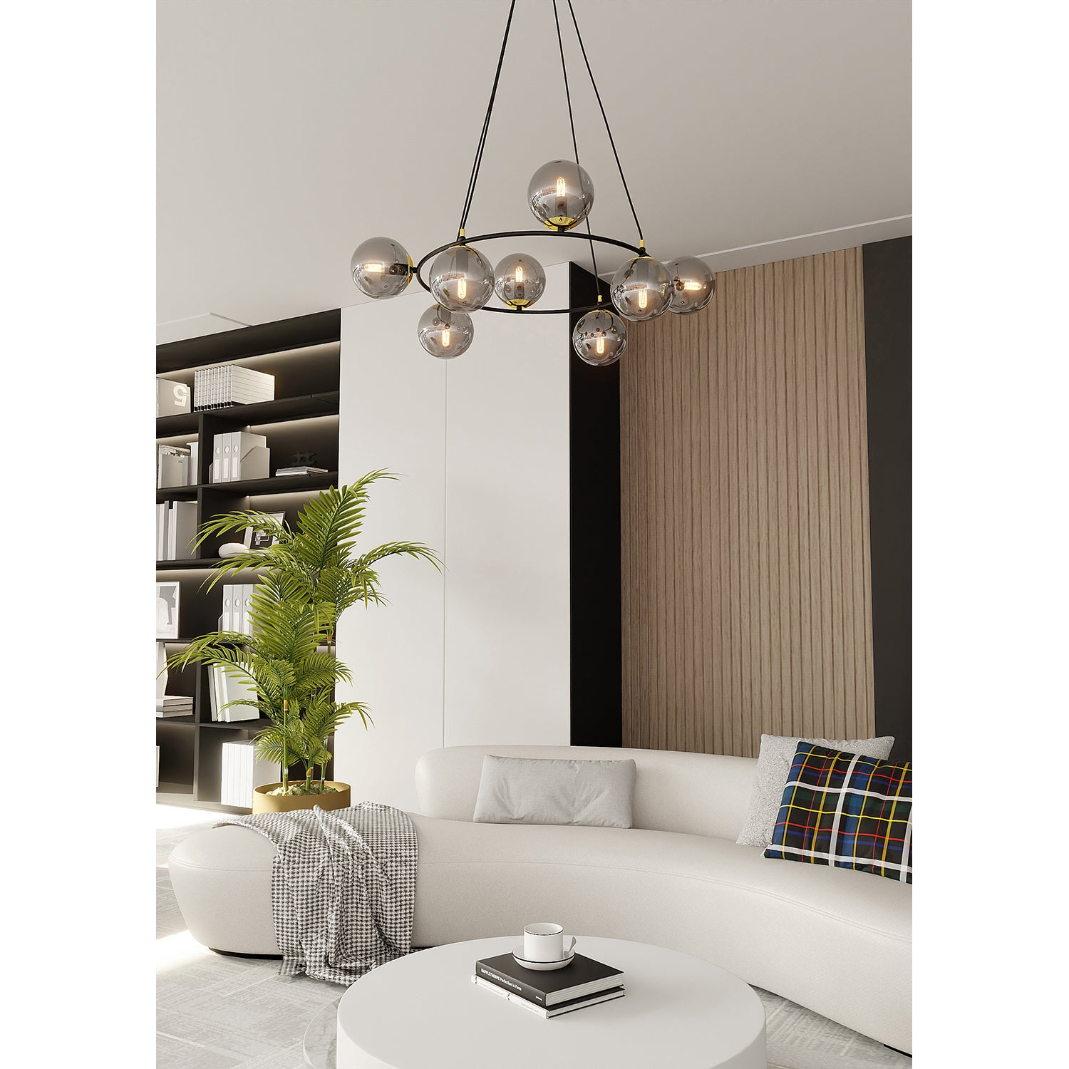 Lampadario Minimal Tiamat Acciaio Nero Oro Grigio 7 Luci E14 Ip20