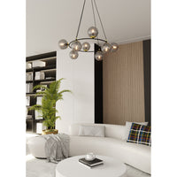 Lampadario Minimal Tiamat Acciaio Nero Oro Grigio 7 Luci E14 Ip20