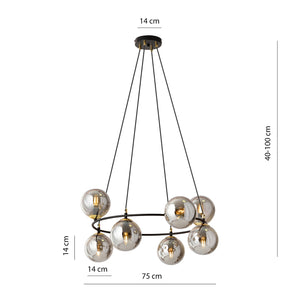 Lampadario Minimal Tiamat Acciaio Nero Oro Grigio 7 Luci E14 Ip20