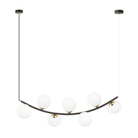 Sospensione Contemporanea Anu 7 Luci In Acciaio Nero E Vetro Bianco