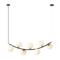 Sospensione Contemporanea Anu 7 Luci In Acciaio Nero E Vetro Bianco