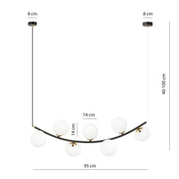 Sospensione Contemporanea Anu 7 Luci In Acciaio Nero E Vetro Bianco