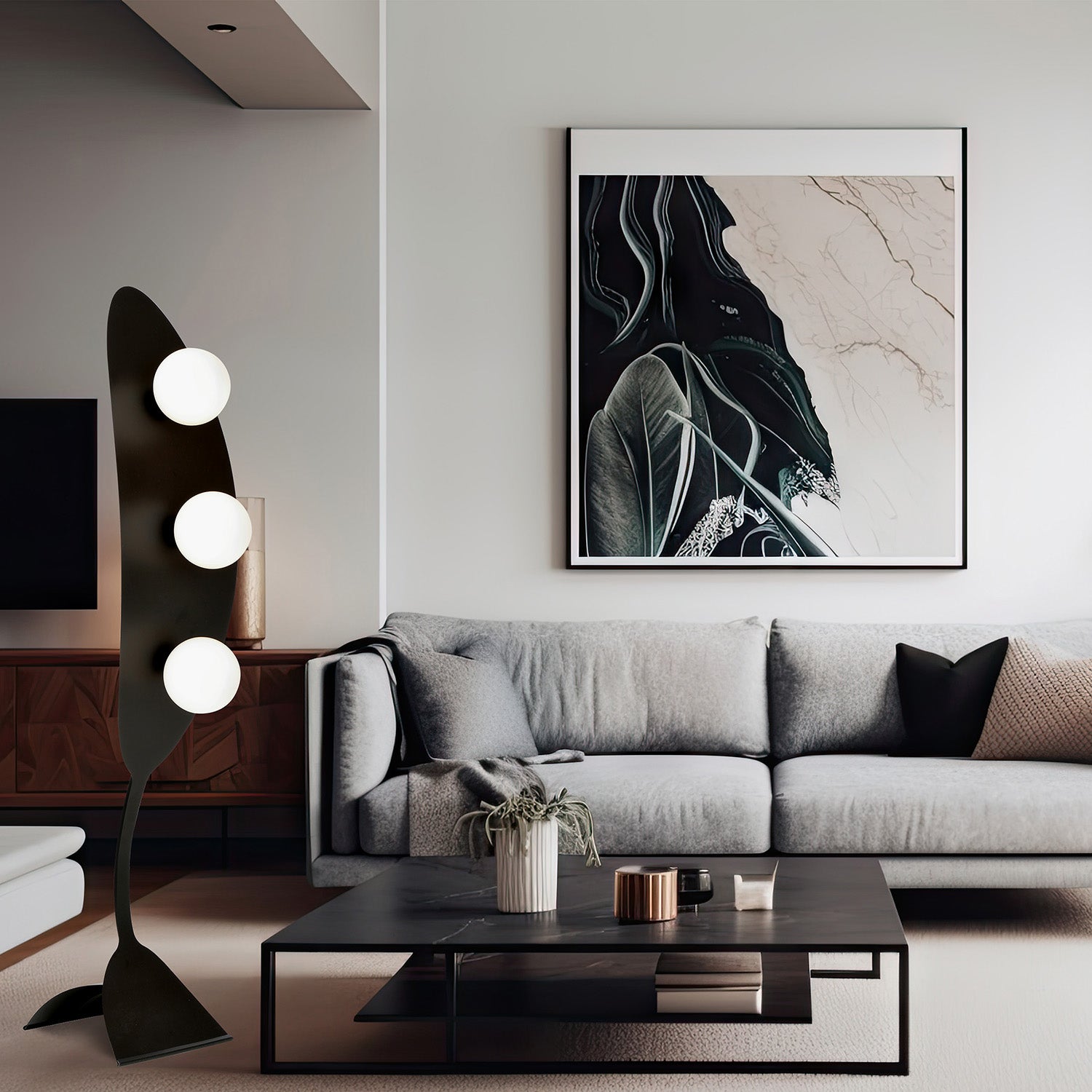 Piantana Minimal Dagda Acciaio Nero 3 Luci E14 Ip20