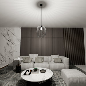 Sospensione Minimal Lugh 1 Luce In Acciaio Nero