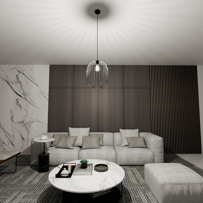 Sospensione Minimal Lugh 1 Luce In Acciaio Nero