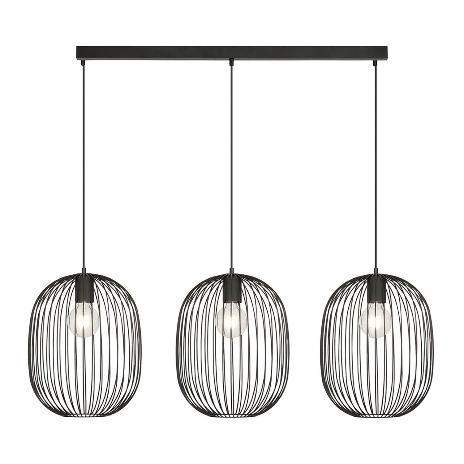 Lampadario Moderno Lugh Acciaio Nero 3 Luci E27 Ip20