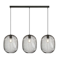 Lampadario Moderno Lugh Acciaio Nero 3 Luci E27 Ip20