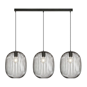 Lampadario Moderno Lugh Acciaio Nero 3 Luci E27 Ip20