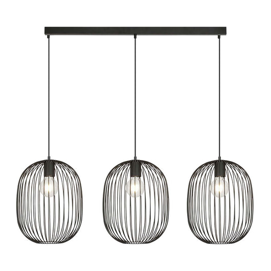 Lampadario Moderno Lugh Acciaio Nero 3 Luci E27 Ip20