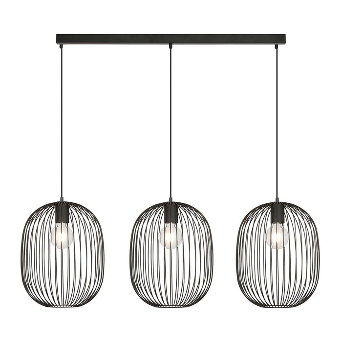 Lampadario Moderno Lugh Acciaio Nero 3 Luci E27 Ip20