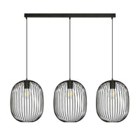 Lampadario Moderno Lugh Acciaio Nero 3 Luci E27 Ip20