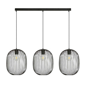 Lampadario Moderno Lugh Acciaio Nero 3 Luci E27 Ip20