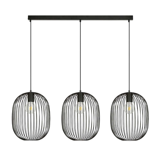 Lampadario Moderno Lugh Acciaio Nero 3 Luci E27 Ip20