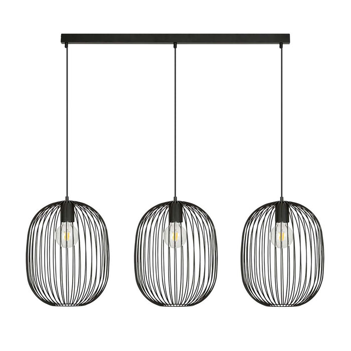 Lampadario Moderno Lugh Acciaio Nero 3 Luci E27 Ip20