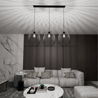 Lampadario Moderno Lugh Acciaio Nero 3 Luci E27 Ip20