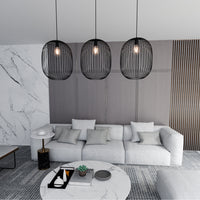 Lampadario Moderno Lugh Acciaio Nero 3 Luci E27 Ip20