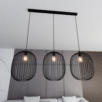 Lampadario Moderno Lugh Acciaio Nero 3 Luci E27 Ip20