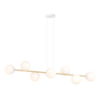 Sospensione Contemporanea Rhiannon 8 Luci In Acciaio Bianco E Oro E Vetro Bianco