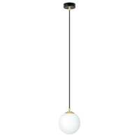 Sospensione Contemporanea Nuada 1 Luce In Acciaio Nero/Oro Sfera Vetro Bianco