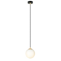 Sospensione Contemporanea Nuada 1 Luce In Acciaio Nero/Oro Sfera Vetro Bianco