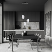 Sospensione Minimal 3 Luci Atalanta Acciaio Nero E Vetro Trasparente