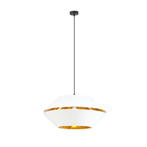 Sospensione Contemporanea 1 Luce Bellerofonte In Metallo Bianco E Oro