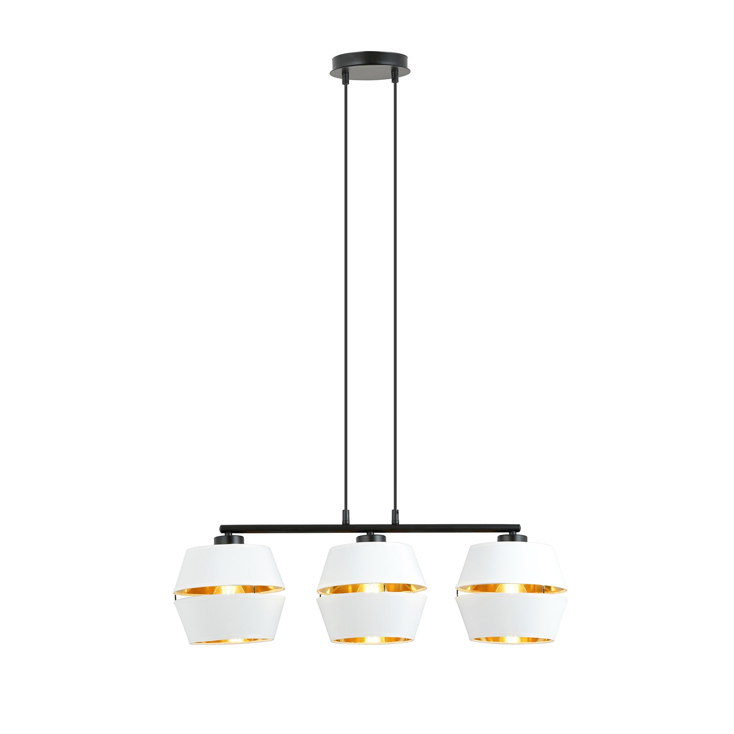 Sospensione Contemporanea 3 Luci Bellerofonte In Metallo Bianco E Oro