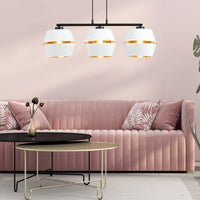 Sospensione Contemporanea 3 Luci Bellerofonte In Metallo Bianco E Oro