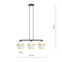 Sospensione Contemporanea 3 Luci Bellerofonte In Metallo Bianco E Oro