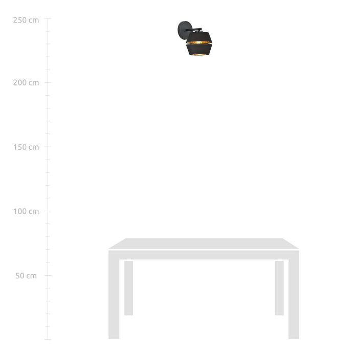 Applique Contemporanea 1 Luce Bellerofonte In Metallo Nero E Oro